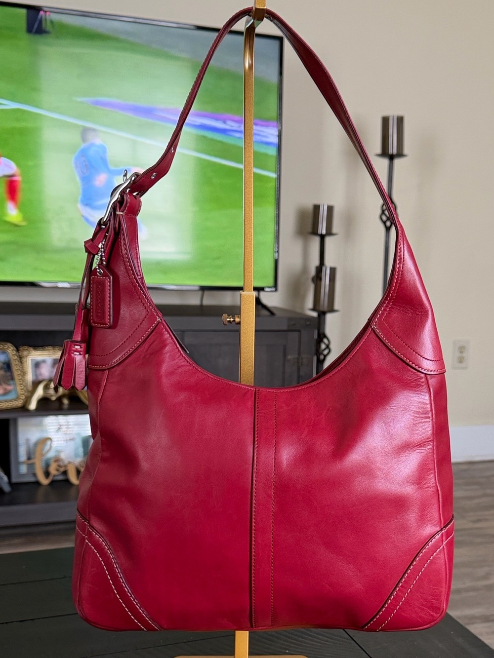 Coach Vintage Hamilton Red Leather Hobo Bag F10280 circa 2006 silver hardware